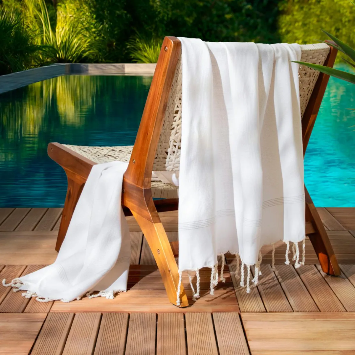 Fouta coton recyclé (100 x 200 cm) Beach Ecru Discount