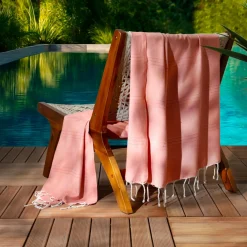 Fouta coton recyclé (100 x 200 cm) Sunshine Corail Orange