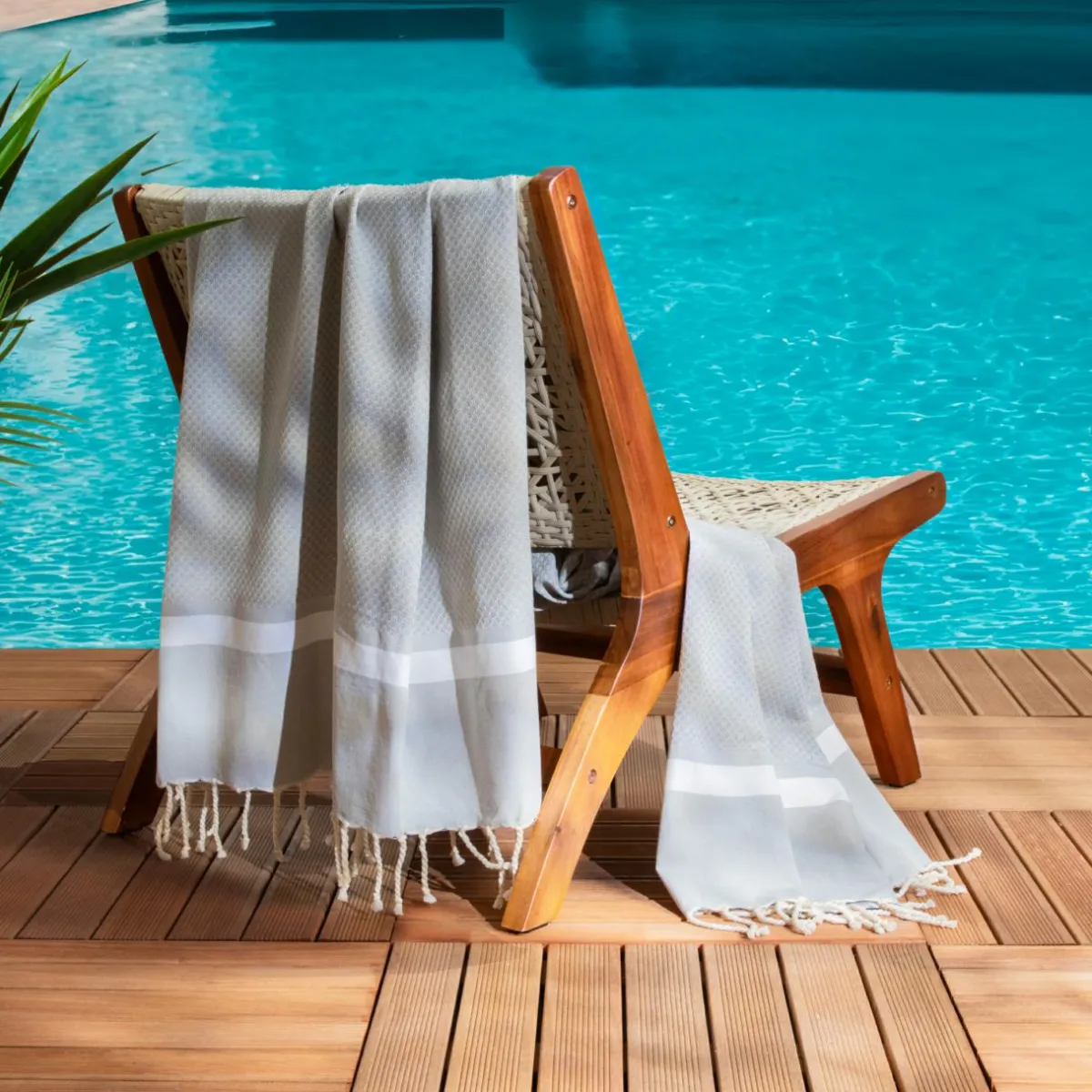 Fouta coton recyclé (100 x 200 cm) Selma e Gris Discount