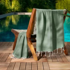 Fouta coton recyclé (100 x 200 cm) Sunshine Vert kaki Hot