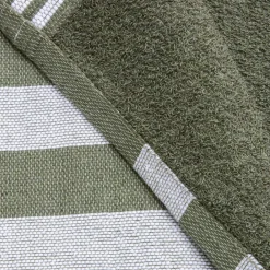 Fouta coton recyclé doublé éponge (100 x 200 cm) Coralia Vert kaki Sale