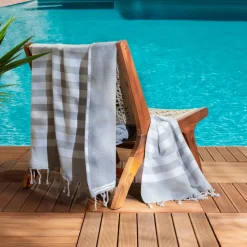 Fouta coton recyclé doublé éponge (100 x 200 cm) Coralia e Gris