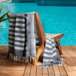 Fouta coton recyclé doublé éponge (100 x 200 cm) Coralia e Noir Hot