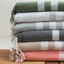 Fouta coton recyclé doublé éponge (100 x 200 cm) Coralia Corail Orange Sale