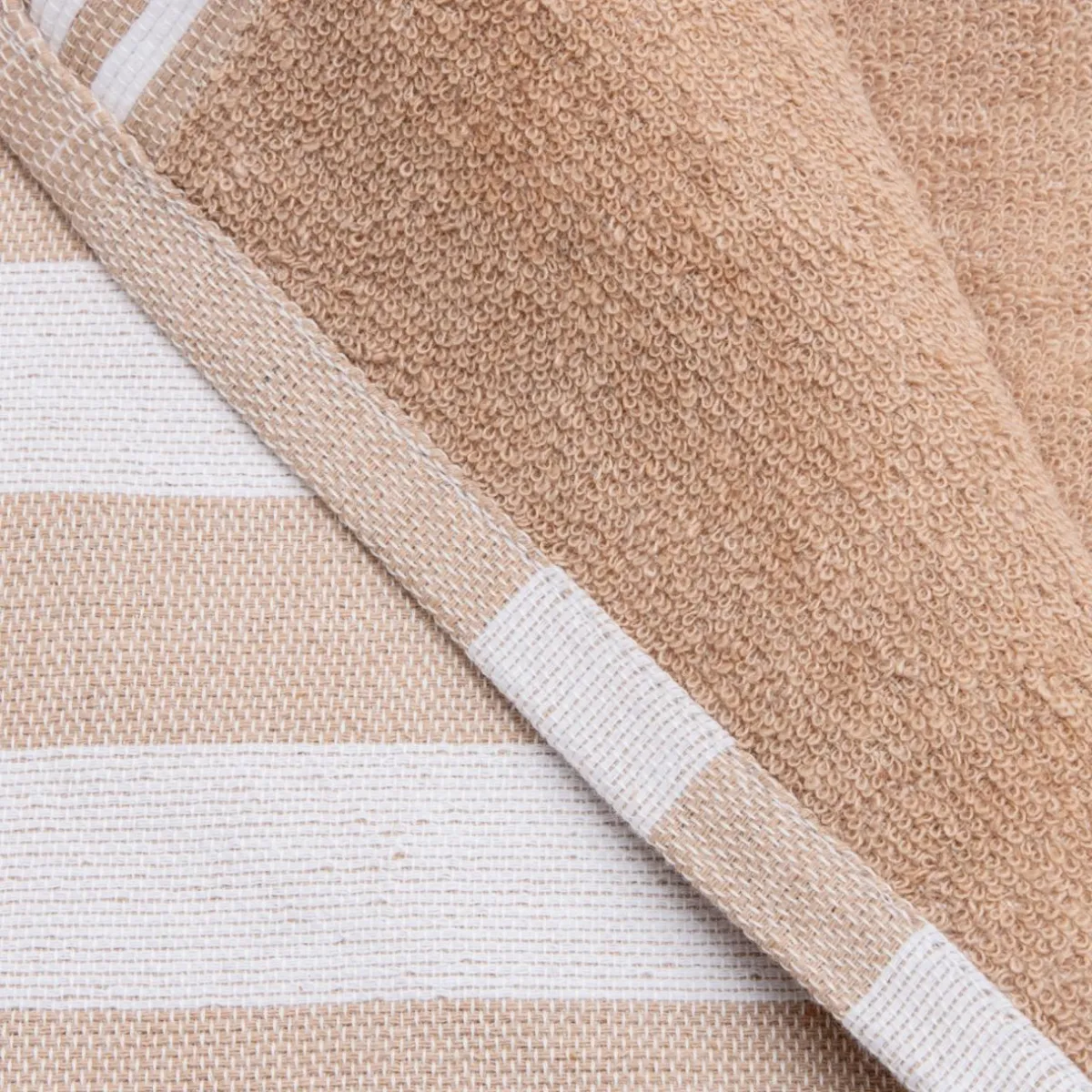 Fouta coton recyclé doublé éponge (100 x 200 cm) Coralia Beige
