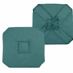 STOF Galette de chaise carrée à rabats (40 x 40 cm) Béa Bleu canard Outlet