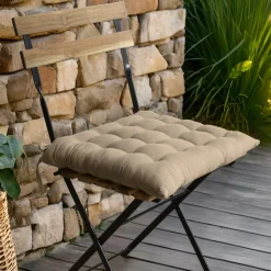 EMINZA Galette de chaise carrée gaze de coton (40 x 40 cm) Gaïa Ficelle New
