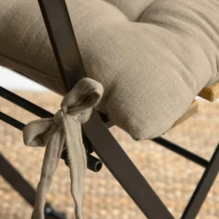EMINZA Galette de chaise carrée gaze de coton (40 x 40 cm) Gaïa Ficelle New
