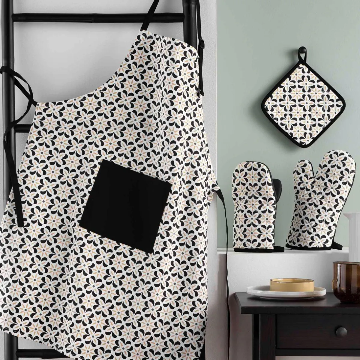 douceur d'intu017drieur Gant de cuisine ambidextre en coton (30 x 18 cm) Solaris Noir New
