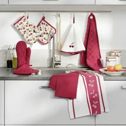 douceur d'intu017drieur Gant et manique coton Cerisette motif Rouge Online