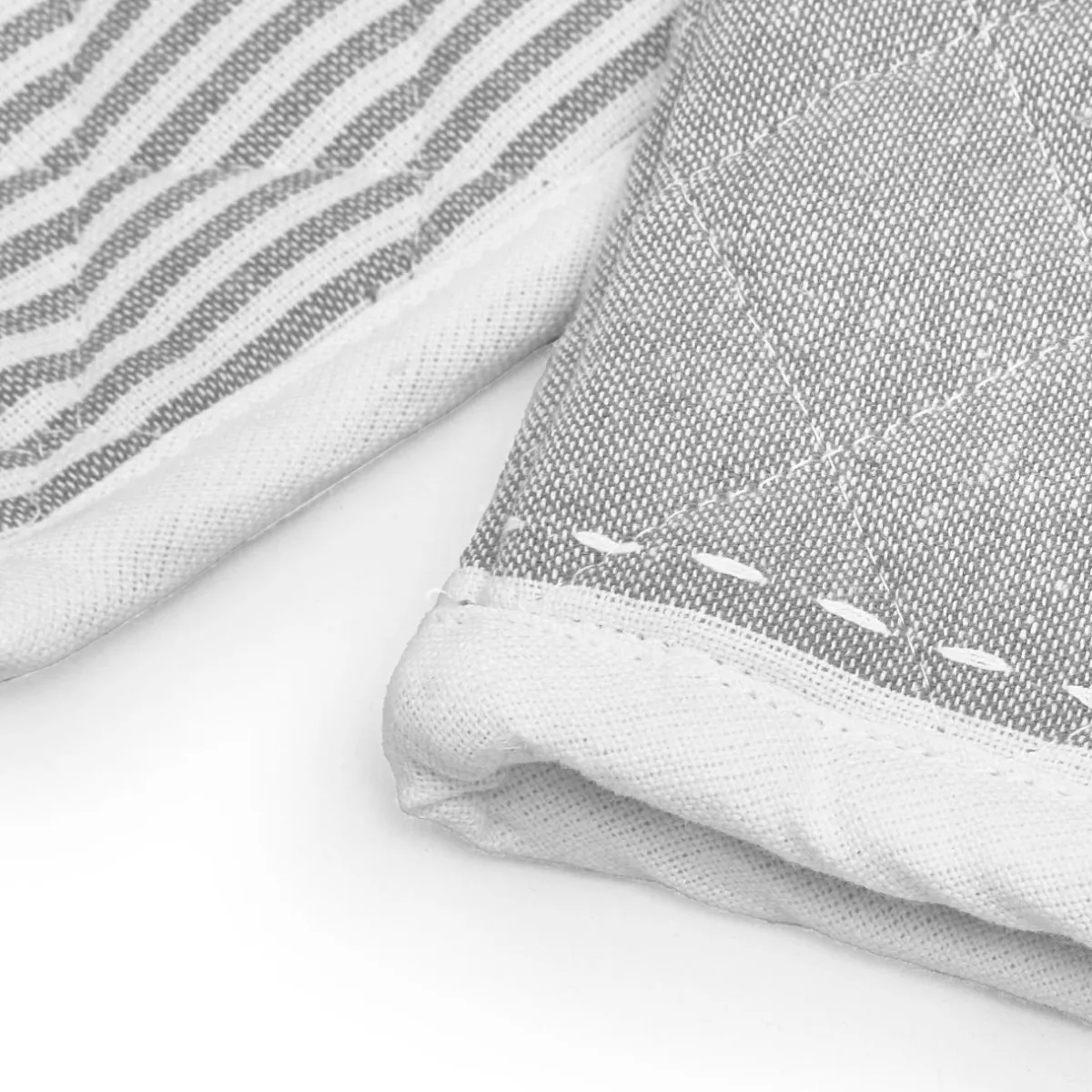 douceur d'intu017drieur Gant et manique coton tissé Iliade Blanc Gris Sale