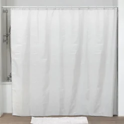 TENDANCE Grand rideau de douche à anneaux (240 x 200 cm) Uni Blanc