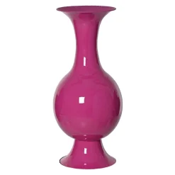 #N/A Grand Vase en métal émaillé fait main (H56 cm) Soléa fuschia brillant Rose Discount