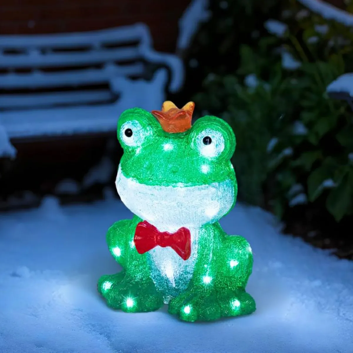 EMINZA Grenouille lumineuse 40 LED (H28 cm) Albert the King Blanc froid Vert Sale
