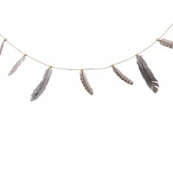 KAEMINGK Guirlande déco (1,10 m) Plumes et perles Marron New