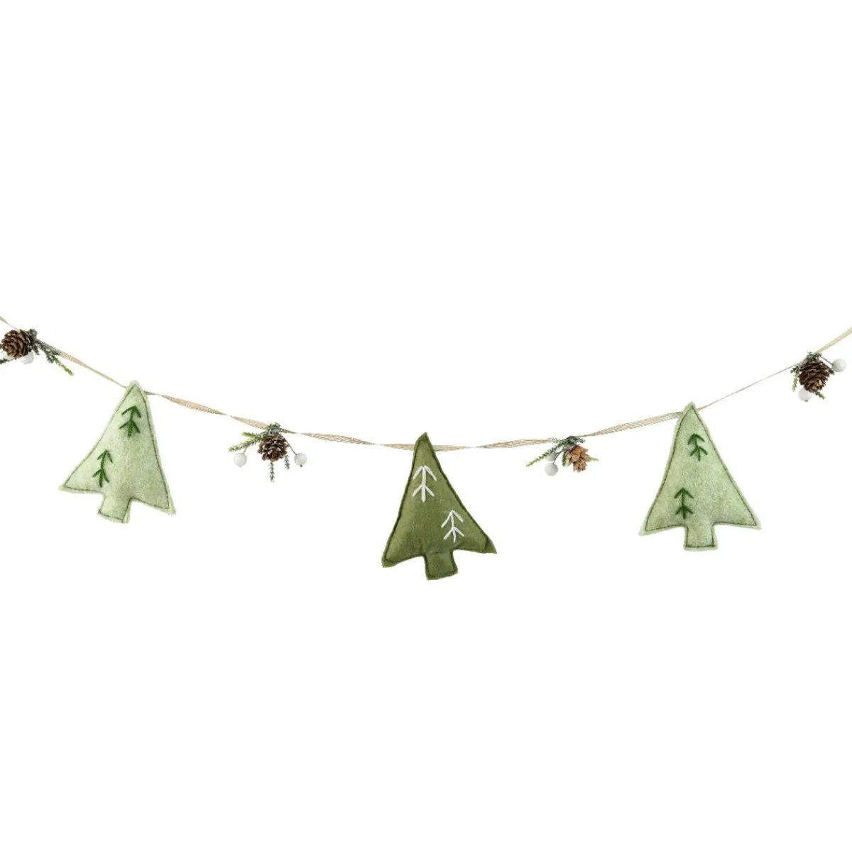 KAEMINGK Guirlande déco en feutrine (1,3 m) Sapins et pommes de pin Vert Vert romarin Online
