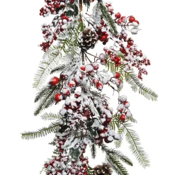 KAEMINGK Guirlande de Noël (175 cm) garnie Baies givrées Rouge Sale