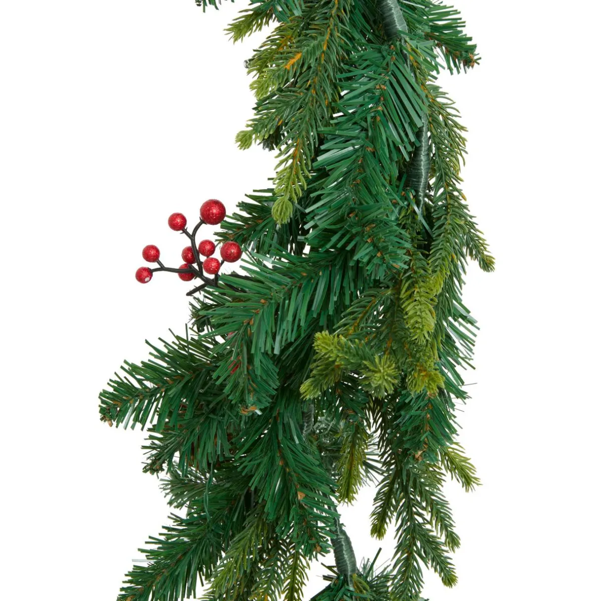 JJA guirlande de sapin lumineuse à piles (180 cm) Wister baies et pommes de pin Sapin vert lumineux Sale