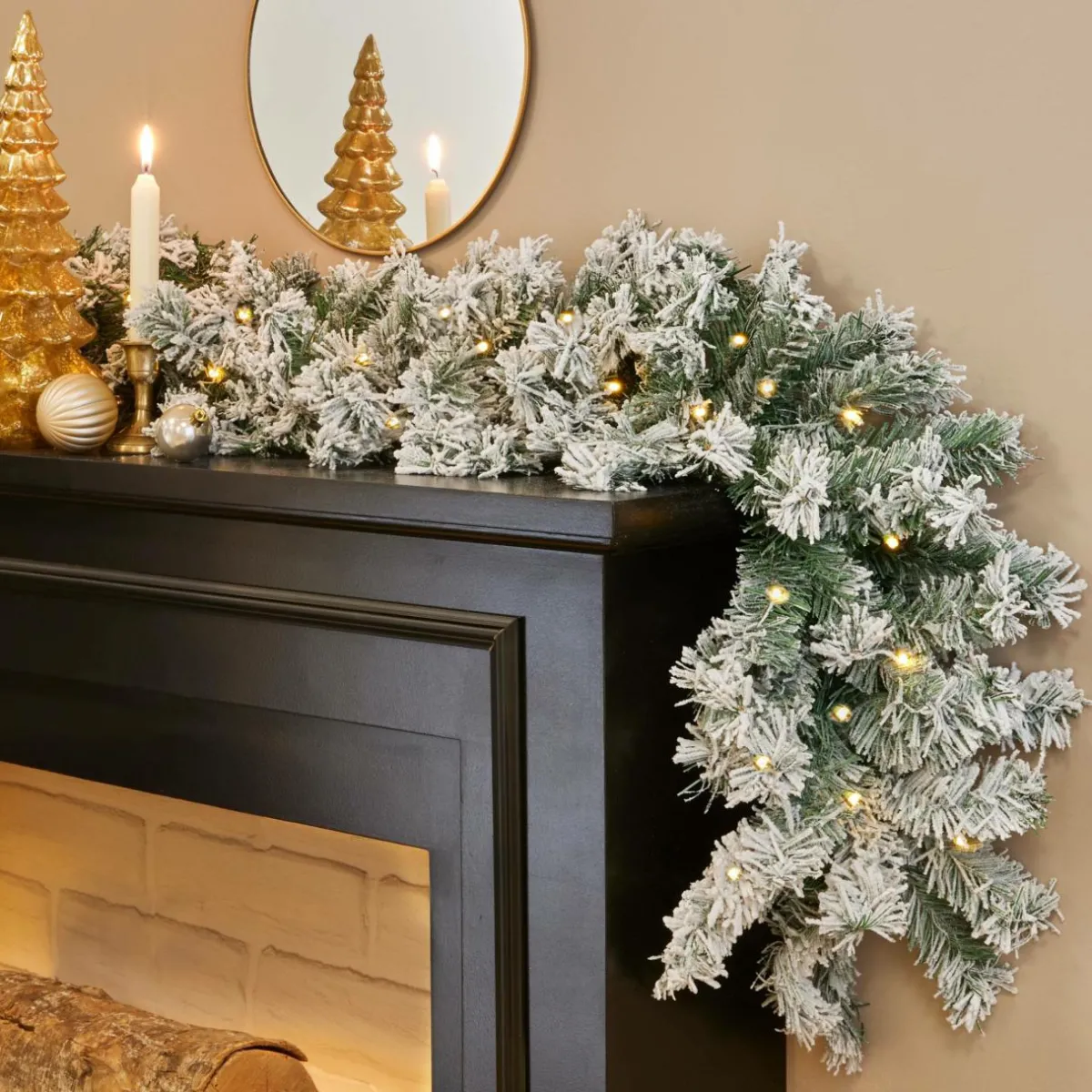 EMINZA Guirlande de sapin lumineuse (180 cm - D25) Royal Vert enneigé et blanc chaud Sapin enneigé lumineux Online