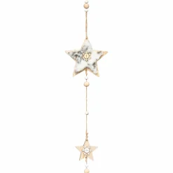 Feeric Lights & Christmas Guirlande en bois (1,5 m) Etoiles et fourrure Naturel