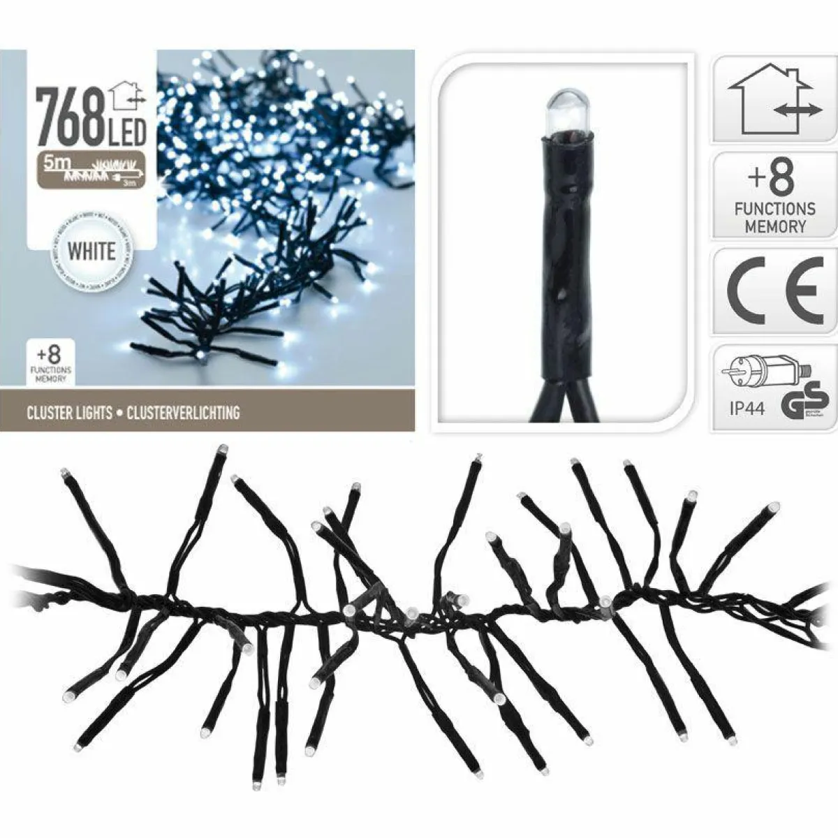 KOOPMAN Guirlande lumineuse 5,60 m 768 LED câble noir Boa Blanc froid Blanc Froid - câble noir Online