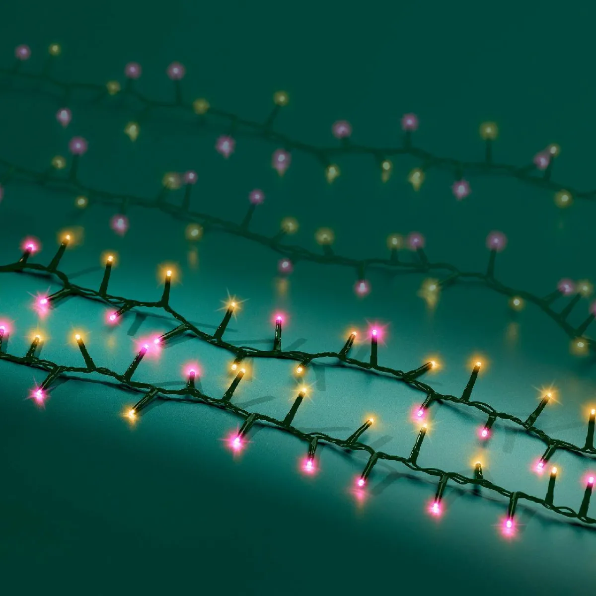 KAEMINGK Guirlande lumineuse 11 m 500 LED câble vert Luxe Bicolore Rose et blanc Bicolore Blanc / Rose - câble vert
