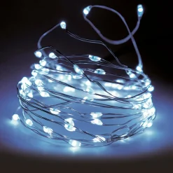 KOOPMAN Guirlande lumineuse à piles 195 cm 40 micro LED Fil d'argent Blanc froid Best