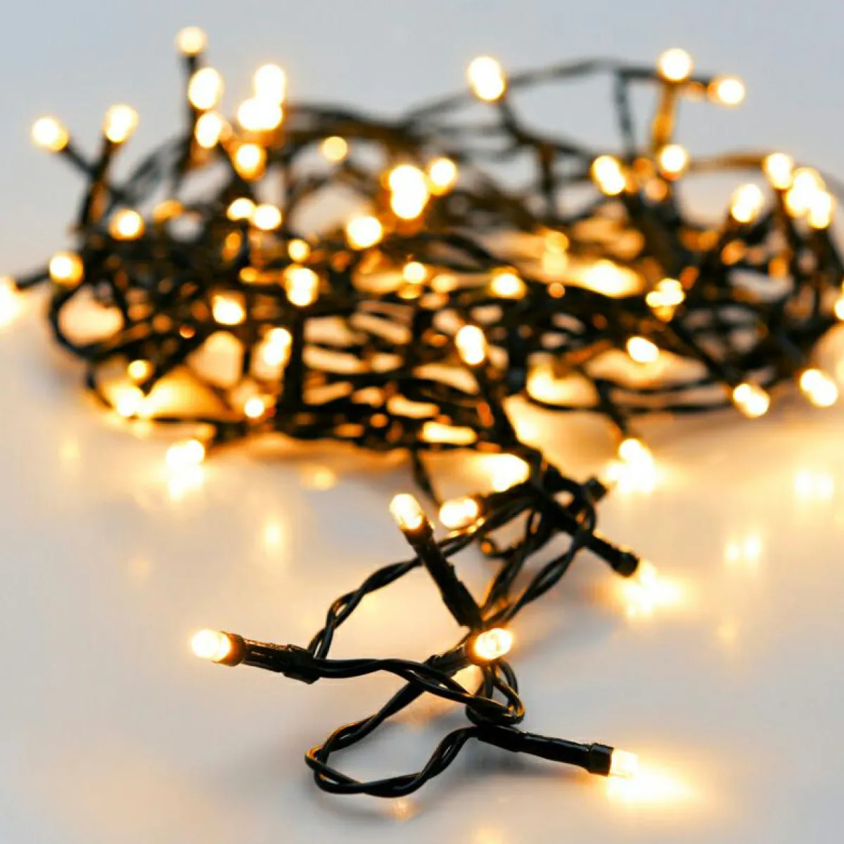 KOOPMAN Guirlande lumineuse à piles 14.50 m 192 LED câble noir Luxe Blanc chaud Blanc Chaud - câble noir Hot