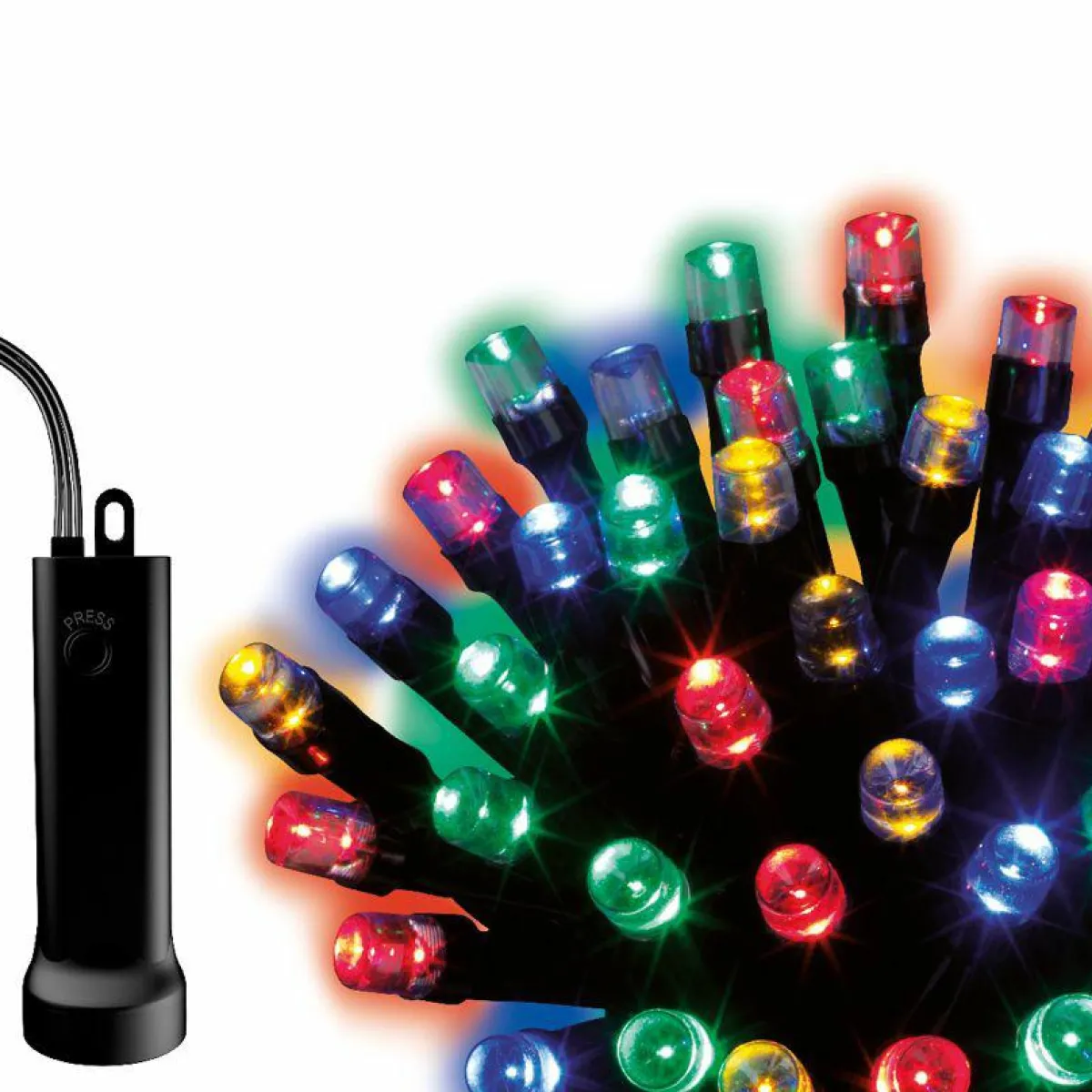 KAEMINGK Guirlande lumineuse à piles 7,10 m 96 LED câble noir Durawise Multicolore Multicolore - câble noir Online