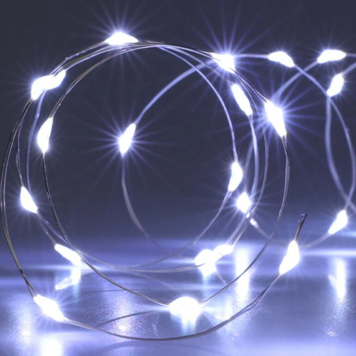 KOOPMAN Guirlande lumineuse à piles 4 m 80 Micro LED Fil d'argent Blanc froid Outlet
