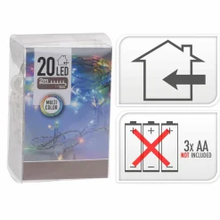 KOOPMAN Guirlande lumineuse à piles 2 m 20 LED Fixe Multicolore Clearance