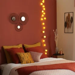 ATMOSPHERA Guirlande lumineuse déco 20 boules 4,36 m Bobina Jaune moutarde Clearance