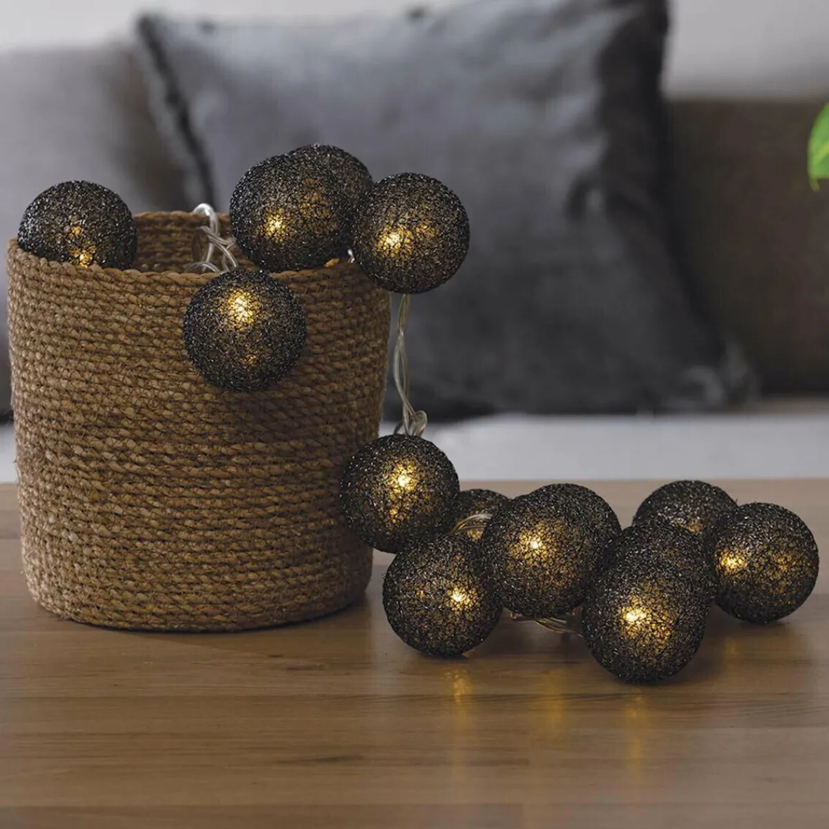 ATMOSPHERA Guirlande lumineuse déco 20 boules 4,36 m Bobina Noir Outlet