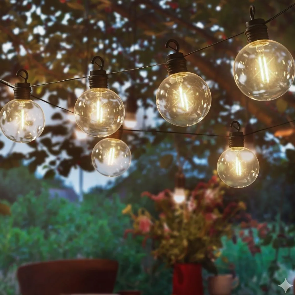 KAEMINGK Guirlande lumineuse de jardin solaire 8 LED (5,8 m) Guinguette en fête Blanc chaud New