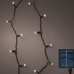 KAEMINGK Guirlande lumineuse Solaire 18 m 240 LED câble noir Rechargeable Blanc froid Sale