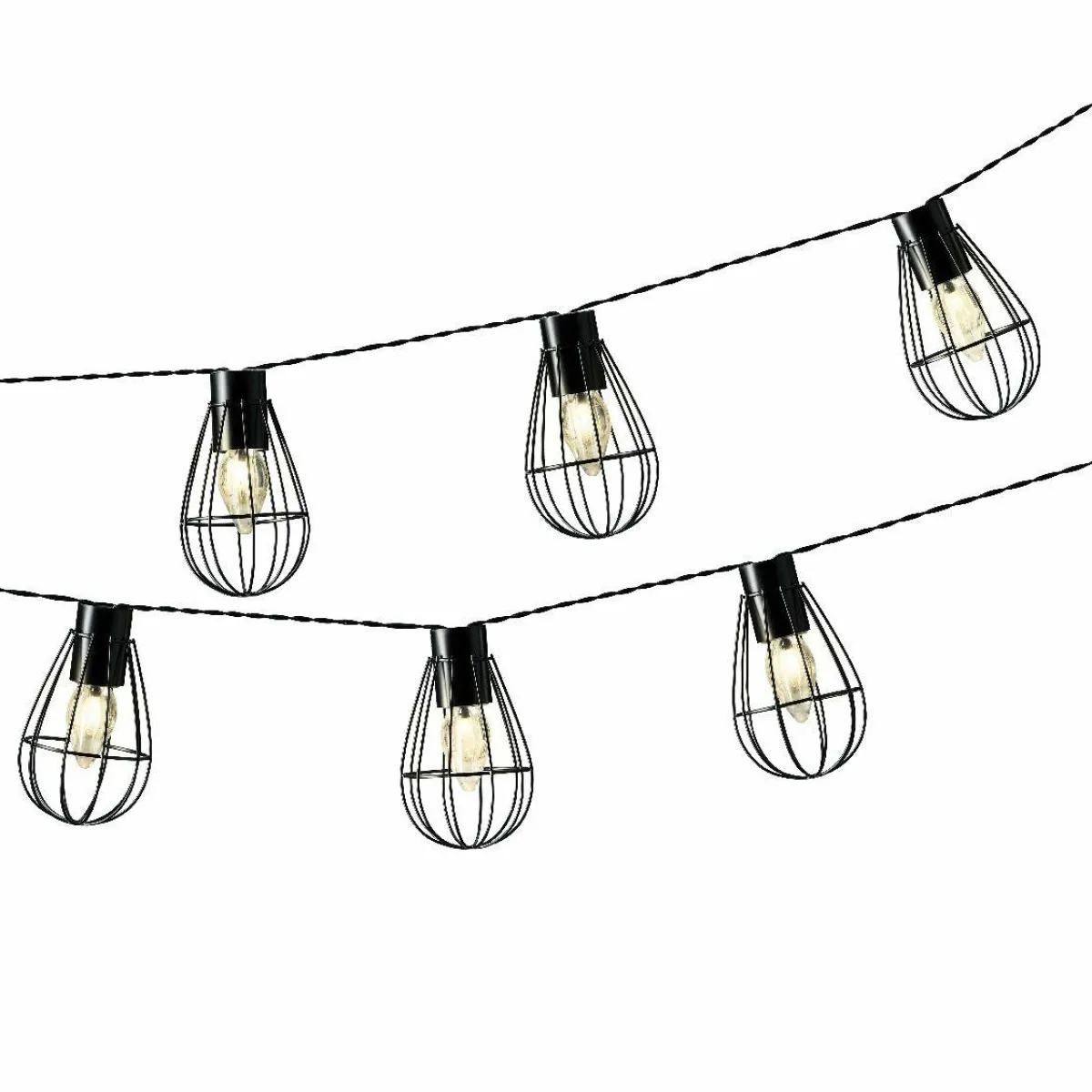 #N/A Guirlande lumineuse solaire en métal 3,5 m 8 LED Indus Blanc chaud Noir