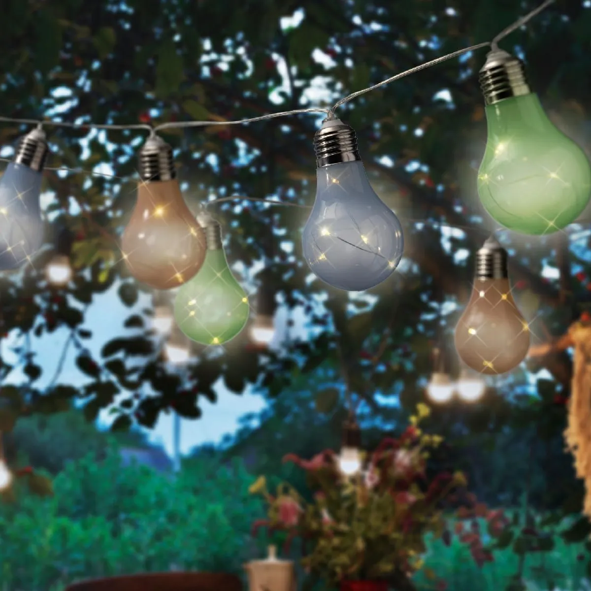 KAEMINGK Guirlande lumineuse solaire 50 LED (4,5 m) Guinguette clignotante Multicolore soft Multicolore Pastel Hot