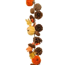 KAEMINGK Guirlande pomme de pin (150 cm) Citrouille velours Orange New