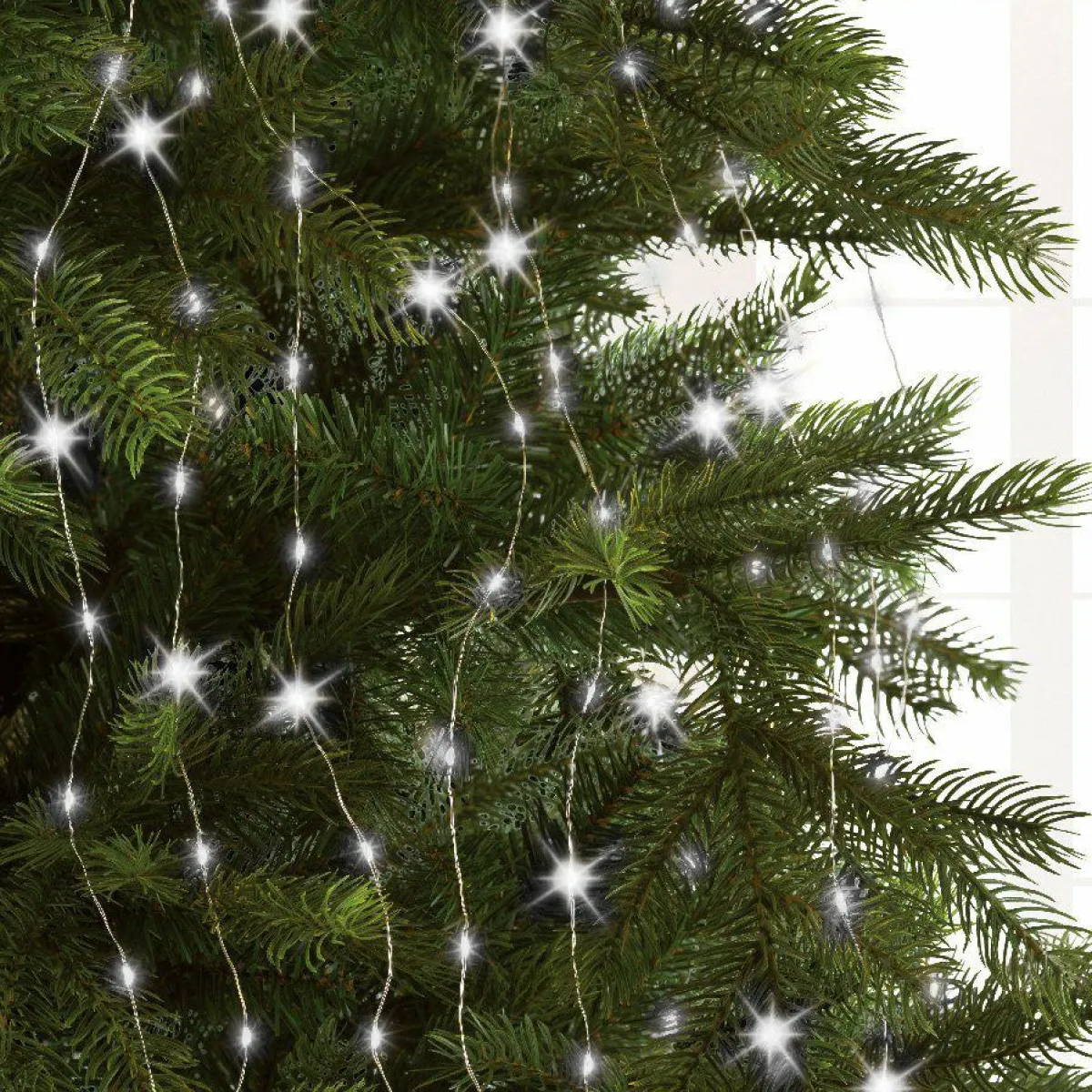 KAEMINGK Guirlande rideau pour sapin H2,40 m 832 Micro LED câble argent Blanc froid Blanc Froid - câble argent New