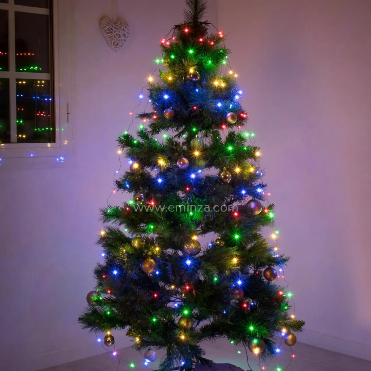 KAEMINGK Guirlande rideau pour sapin H2,40 m 832 Micro LED câble vert Multicolore Multicolore - câble vert Online
