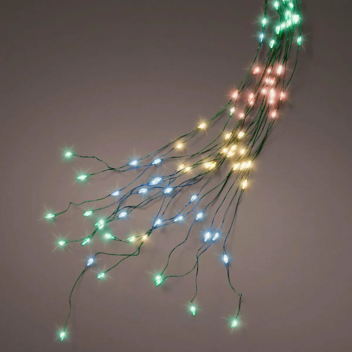 KAEMINGK Guirlande rideau pour sapin H2,40 m 832 Micro LED câble vert Multicolore Multicolore - câble vert Online