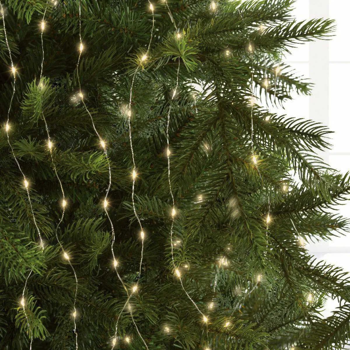 KAEMINGK Guirlande rideau pour sapin H2,40 m 832 Micro LED câble argent Blanc chaud Blanc Chaud - câble argent Online
