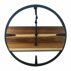 EMINZA Horloge murale en bois et métal (D57 cm) Nya Noir Outlet