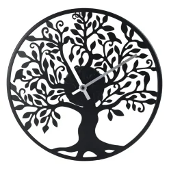 OSTARIA Horloge murale métal (30 cm) Arbre de Vie Noir Clearance