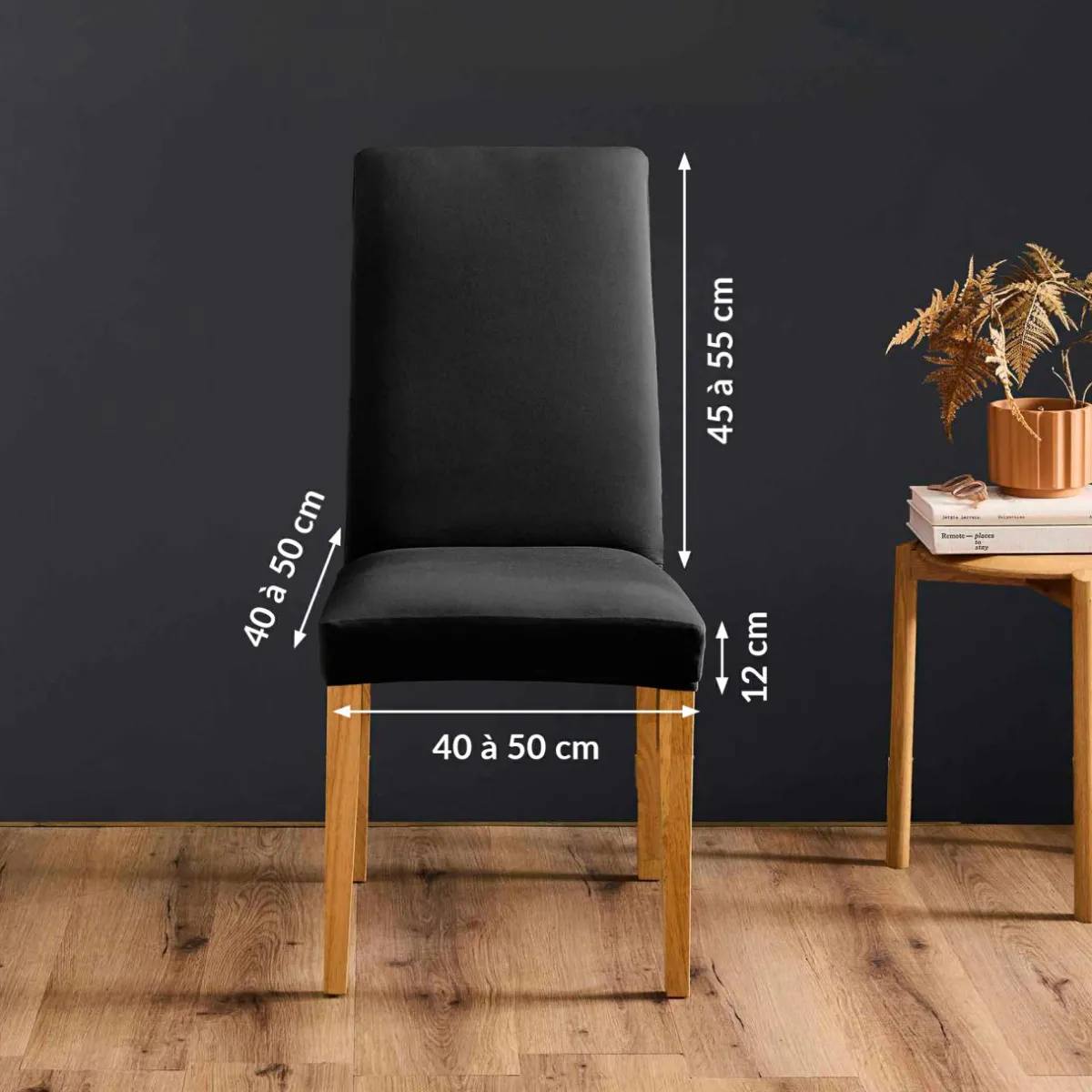 douceur d'intu017drieur Housse de chaise extensible (40 x 40 cm) Mila Noir Hot