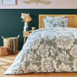 EMINZA Housse de couette coton (140 x 200 cm) Lara Vert New