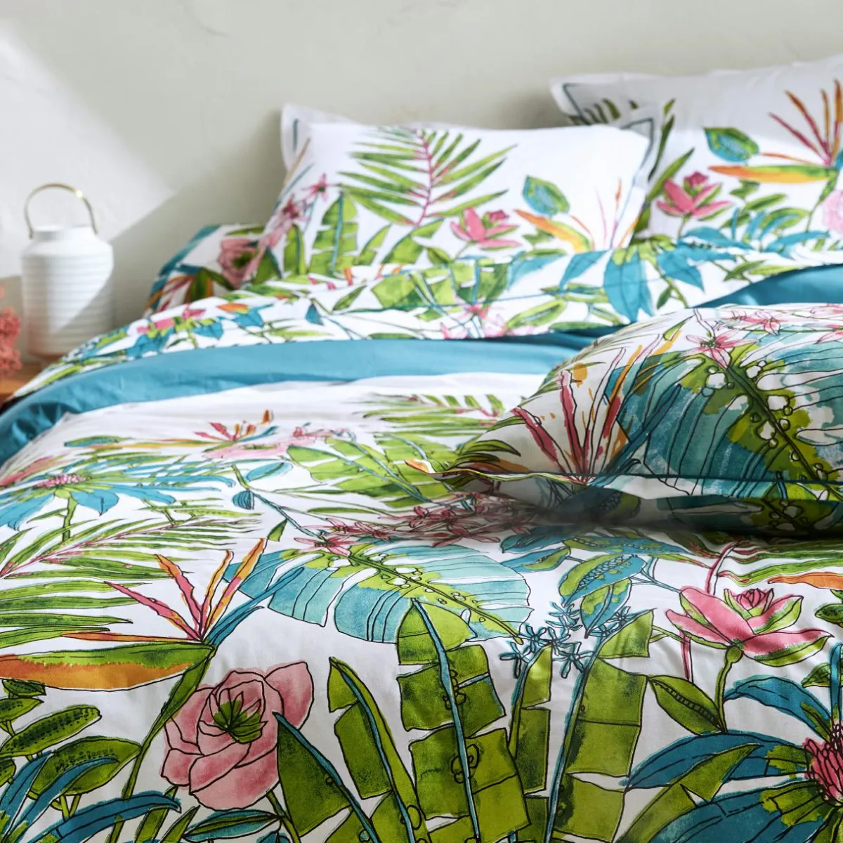 TRADILINGE Housse de couette coton (200 x 200 cm) Sumatra Paon Multicolore Discount