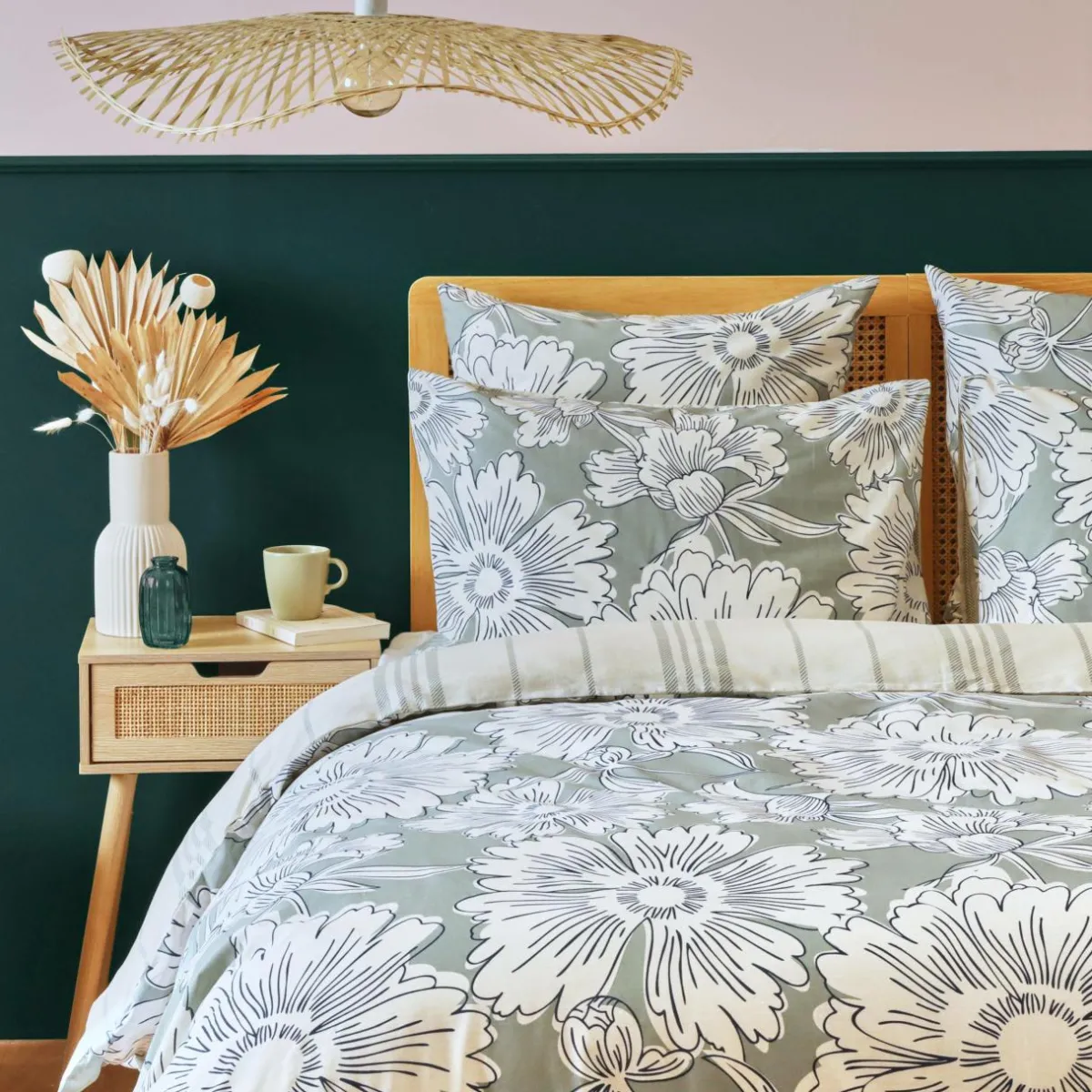 EMINZA Housse de couette coton (240 x 220 cm) Lara Vert Online