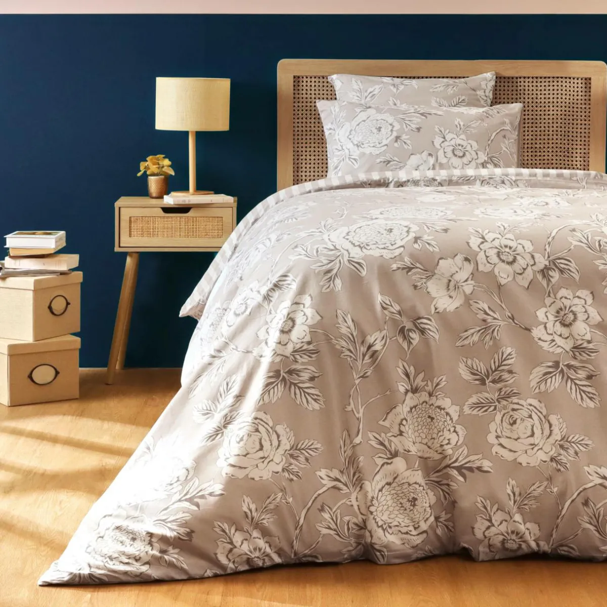 EMINZA Housse de couette coton (140 x 200 cm) Lara Beige Online