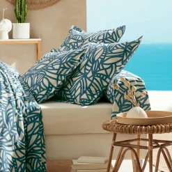 TRADI LINGE Housse de couette coton lavé (280 x 240 cm) Serena e Bleu Sale